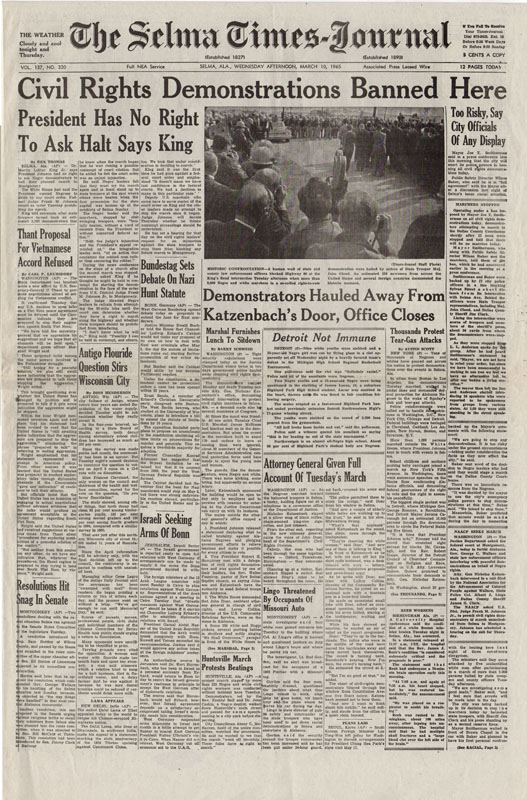 Selma Times, March 10, 1965, Cover Pg copy