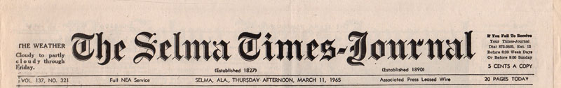 Selma Times, March 11, 1965, Top Strip