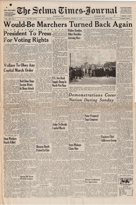 Selma Times, March 15, 1965 Cover Pg copy