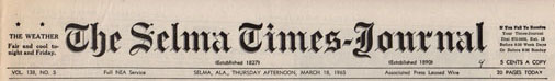 Selma Times, March 18, l965 Cover Top STrip