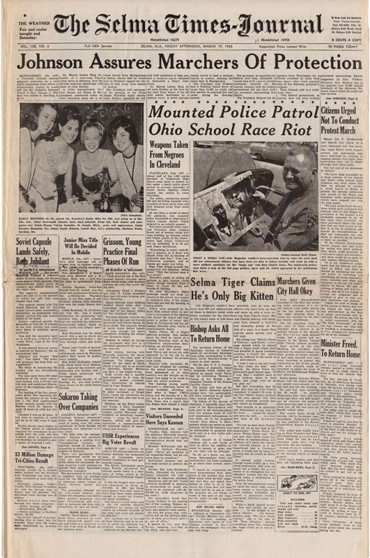 Selma Times, March 19, 1965 Cover pg copy