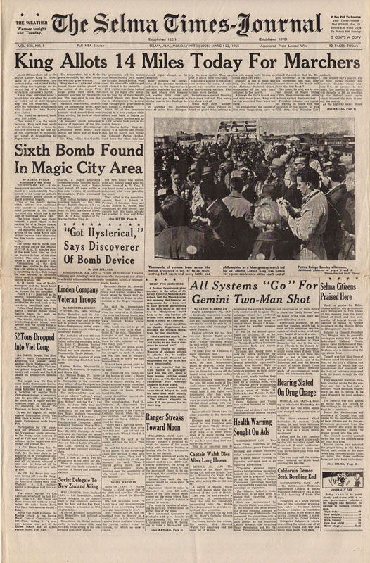 Selma Times, March 22, 1965, Cover Page copy