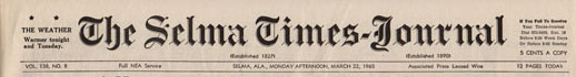 Selma Times, March 22, 1965, Cover top strip